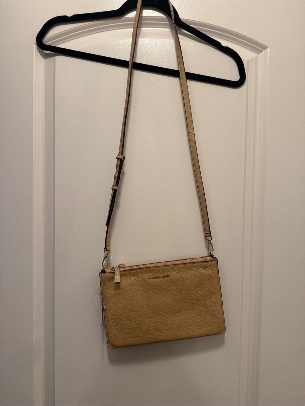 Michael Kors Tan and Brown Pebbled Leather Double-Pouch Crossbody